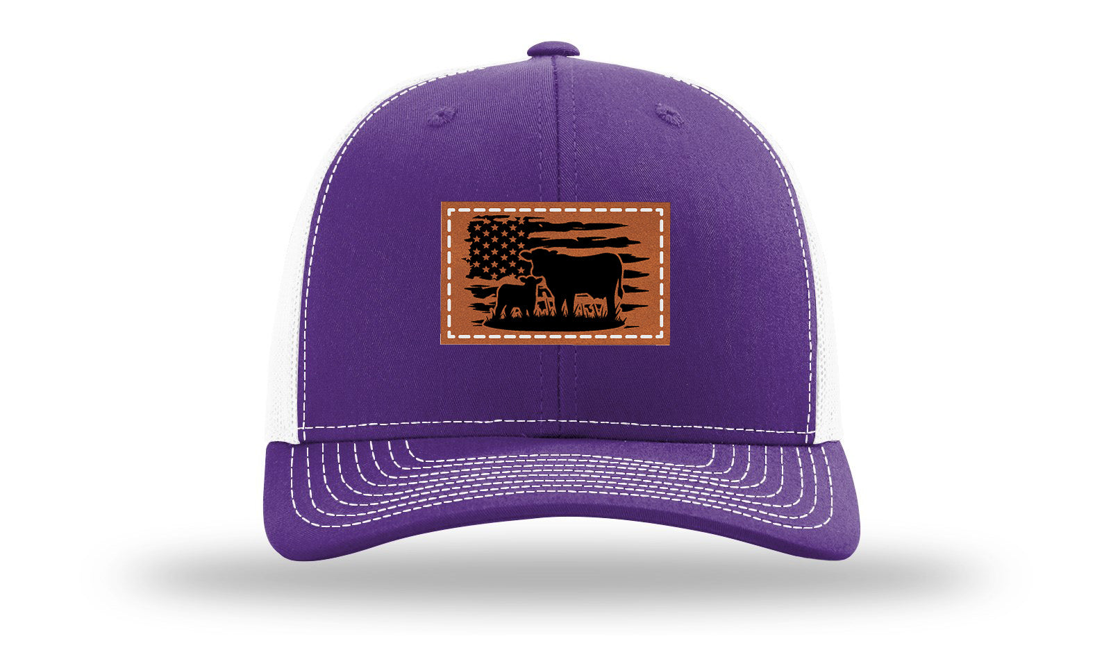 Cow Flag Leather Patch Richardson 112 Hat-Purple / White