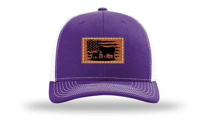 Cow Flag Leather Patch Richardson 112 Hat-Purple / White