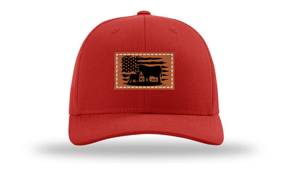Cow Flag Leather Patch Richardson 112 Hat-Red