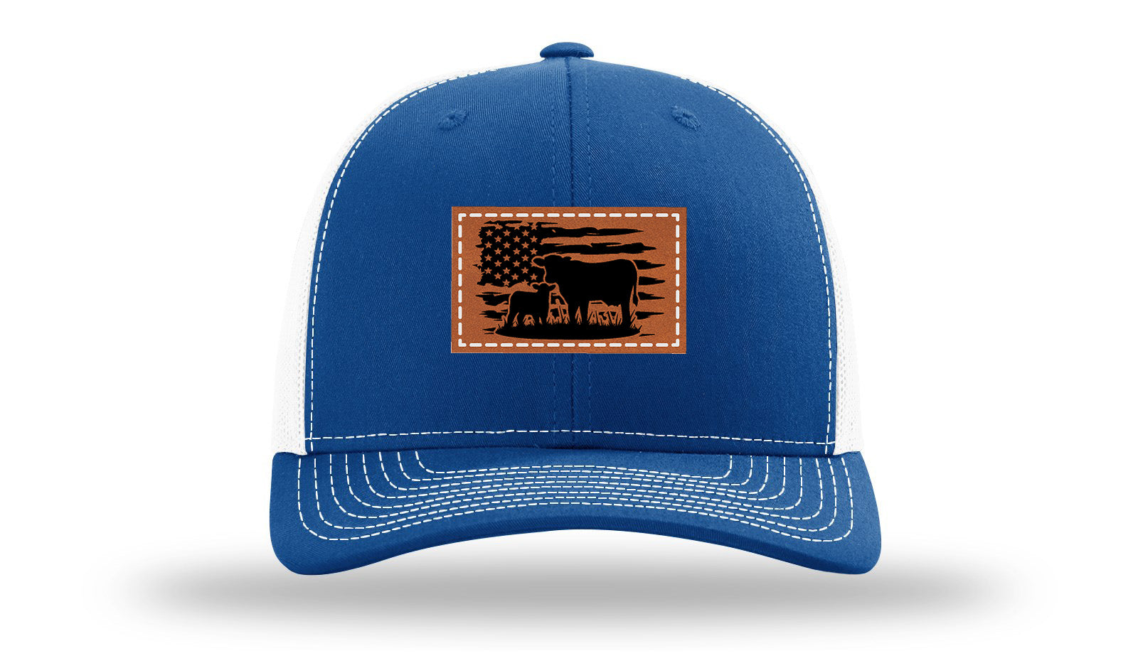 Cow Flag Leather Patch Richardson 112 Hat-Royal / White
