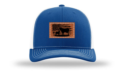 Cow Flag Leather Patch Richardson 112 Hat-Royal / White