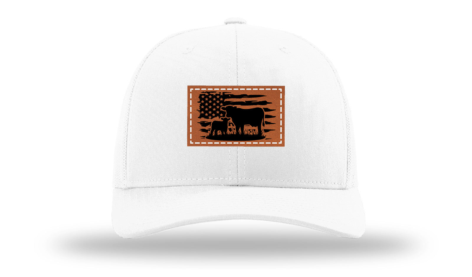 Cow Flag Leather Patch Richardson 112 Hat-White