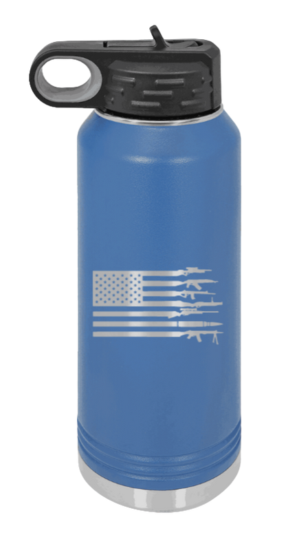 Gun Flag - 32oz Water Bottle Laser Engraved- Royal Blue