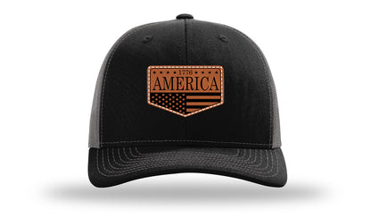 1776  America Leather Patch Richardson 112 Hat-Black / Charcoal