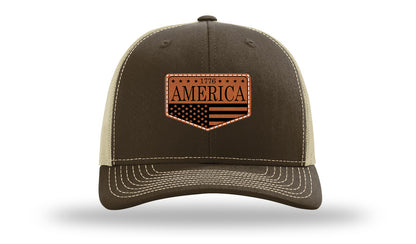1776  America Leather Patch Richardson 112 Hat-Brown / Khaki