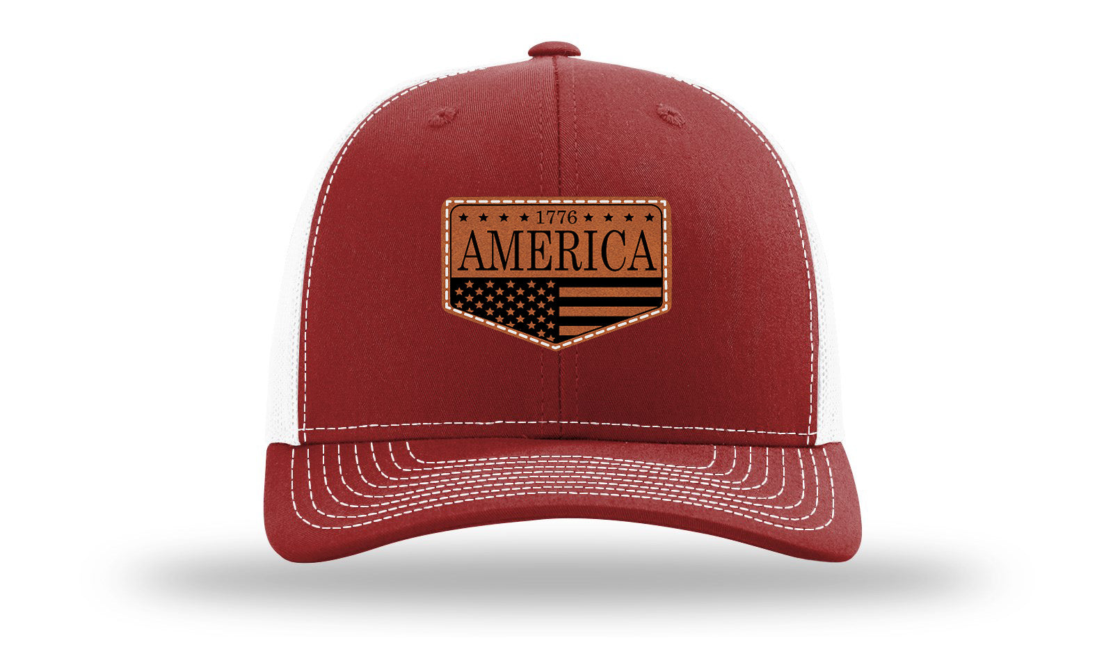 1776  America Leather Patch Richardson 112 Hat-Cardinal / White