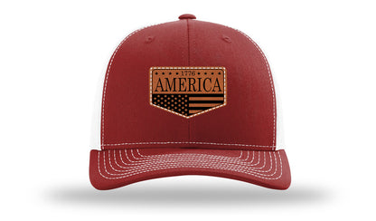 1776  America Leather Patch Richardson 112 Hat-Cardinal / White