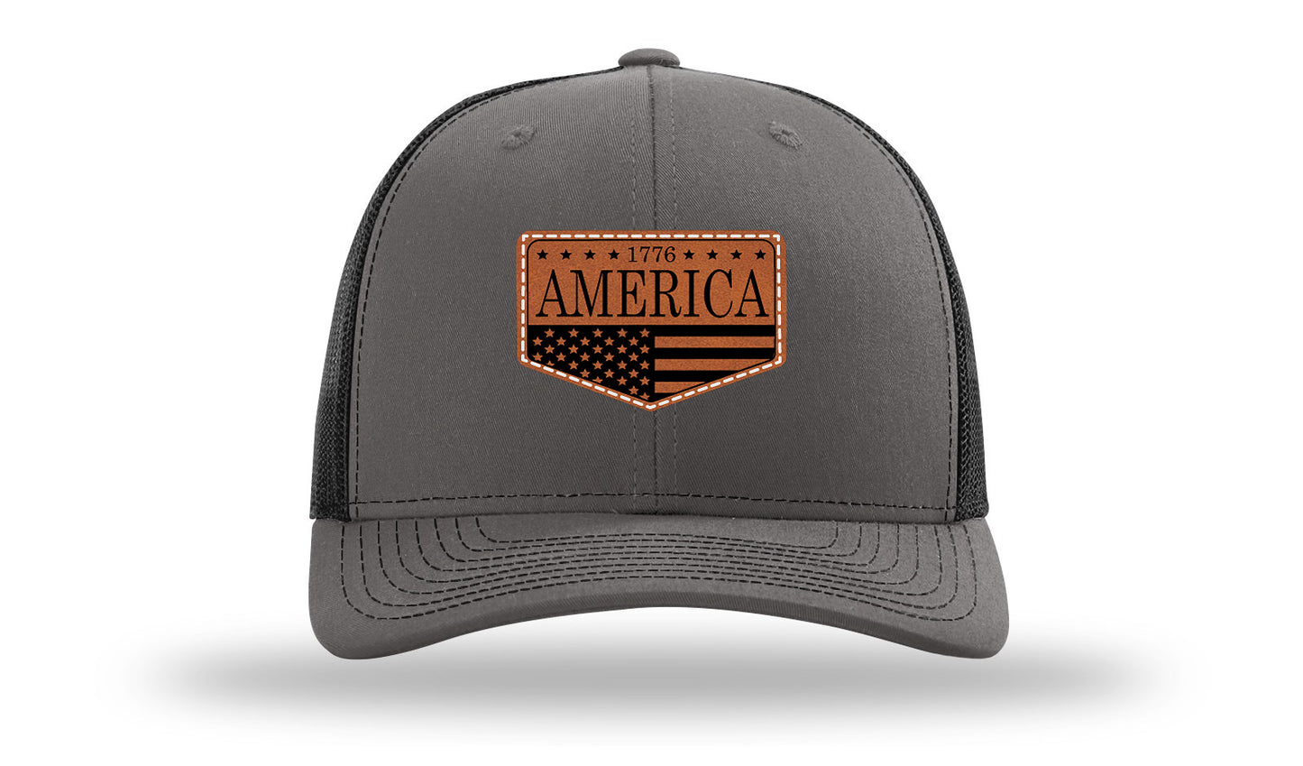 1776  America Leather Patch Richardson 112 Hat-Charcoal / Black