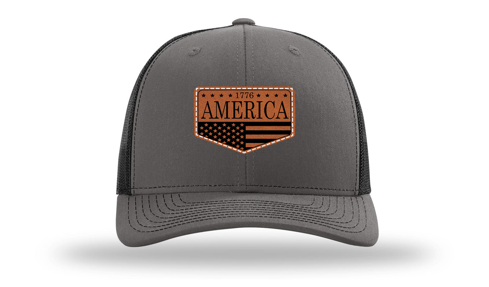 1776  America Leather Patch Richardson 112 Hat-Charcoal / Black