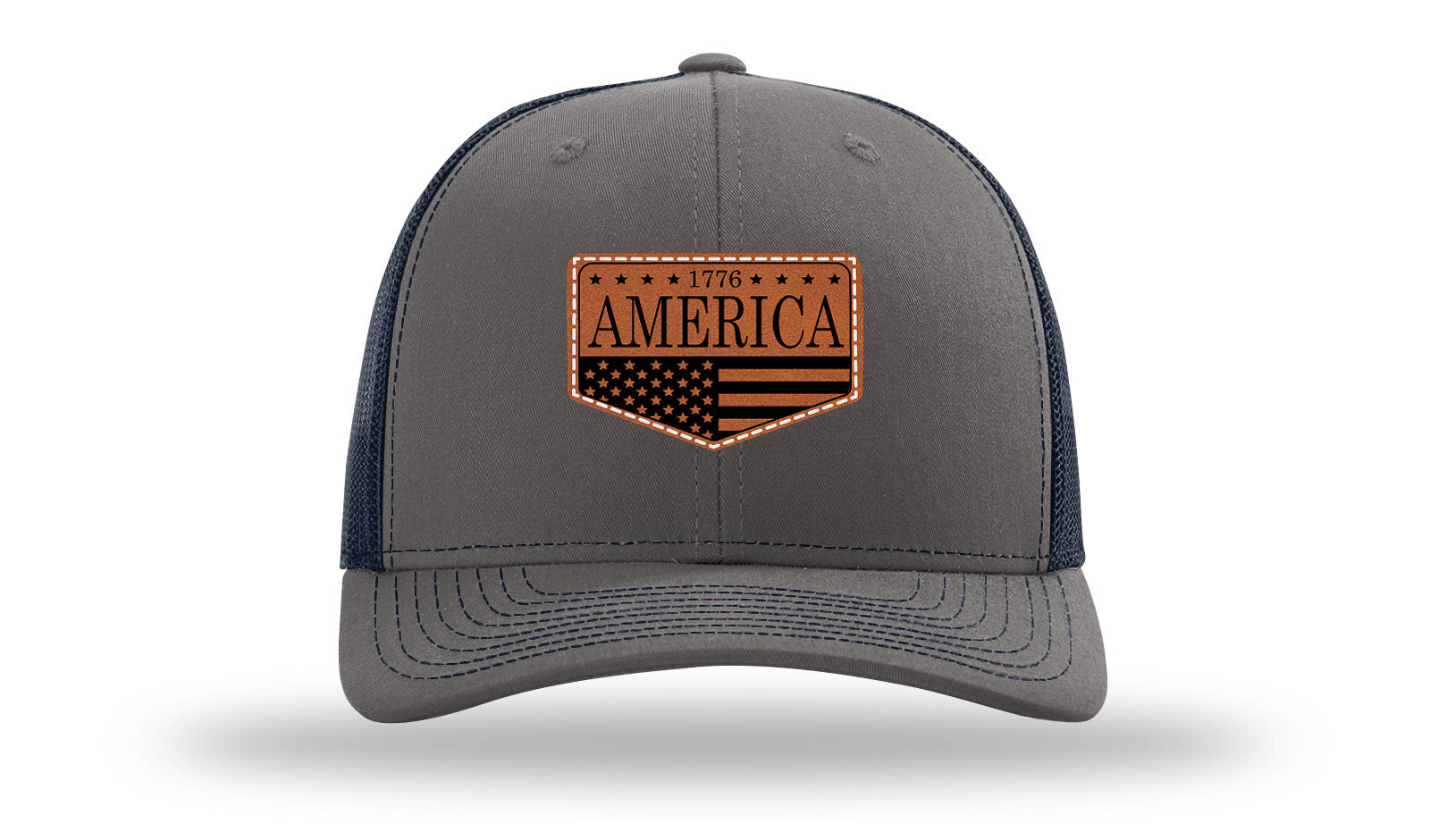 1776  America Leather Patch Richardson 112 Hat-Charcoal / Navy