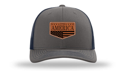 1776  America Leather Patch Richardson 112 Hat-Charcoal / Navy