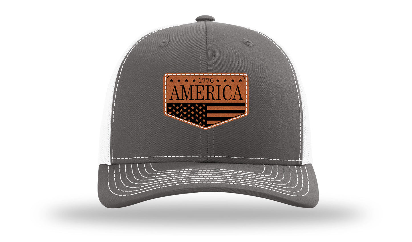 1776  America Leather Patch Richardson 112 Hat-Charcoal / White