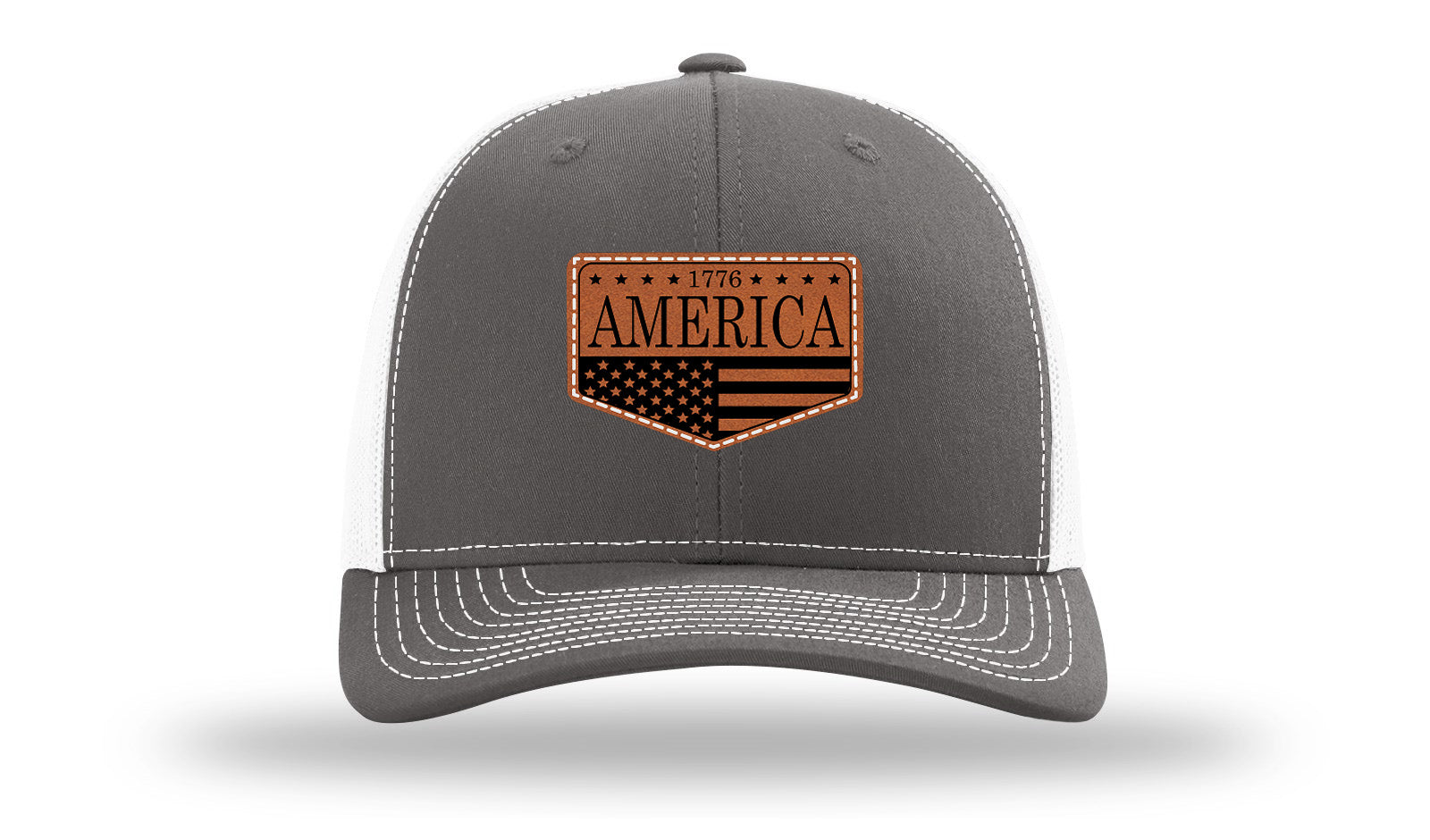 1776  America Leather Patch Richardson 112 Hat-Charcoal / White