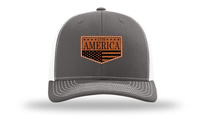 1776  America Leather Patch Richardson 112 Hat-Charcoal / White