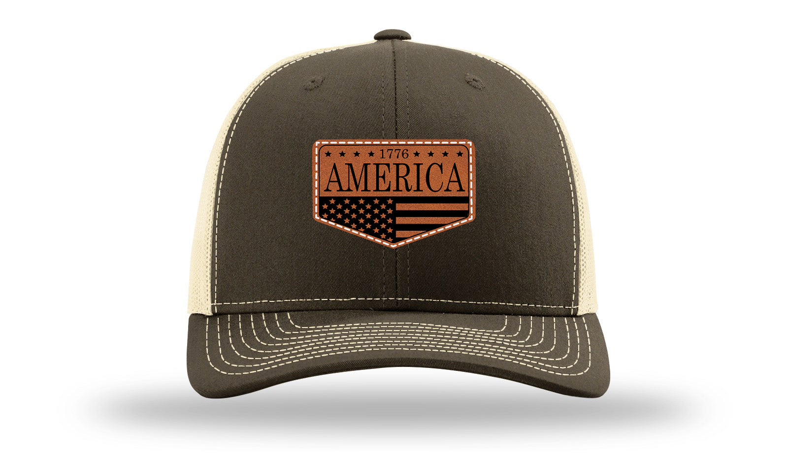 1776  America Leather Patch Richardson 112 Hat-Chocolate Chip/  Birch