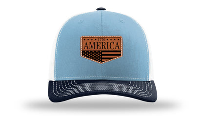 1776  America Leather Patch Richardson 112 Hat-Columbia Blue / White / Navy