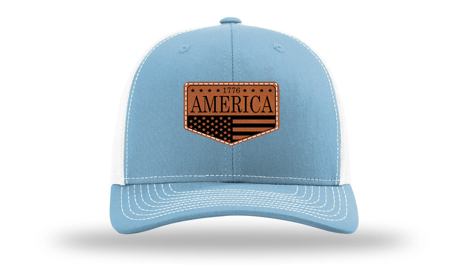1776  America Leather Patch Richardson 112 Hat-Columbia Blue / White