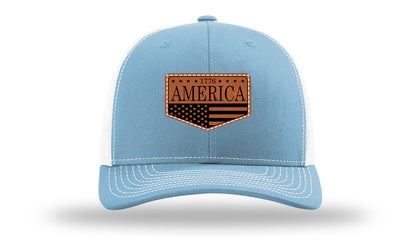1776  America Leather Patch Richardson 112 Hat-Columbia Blue / White
