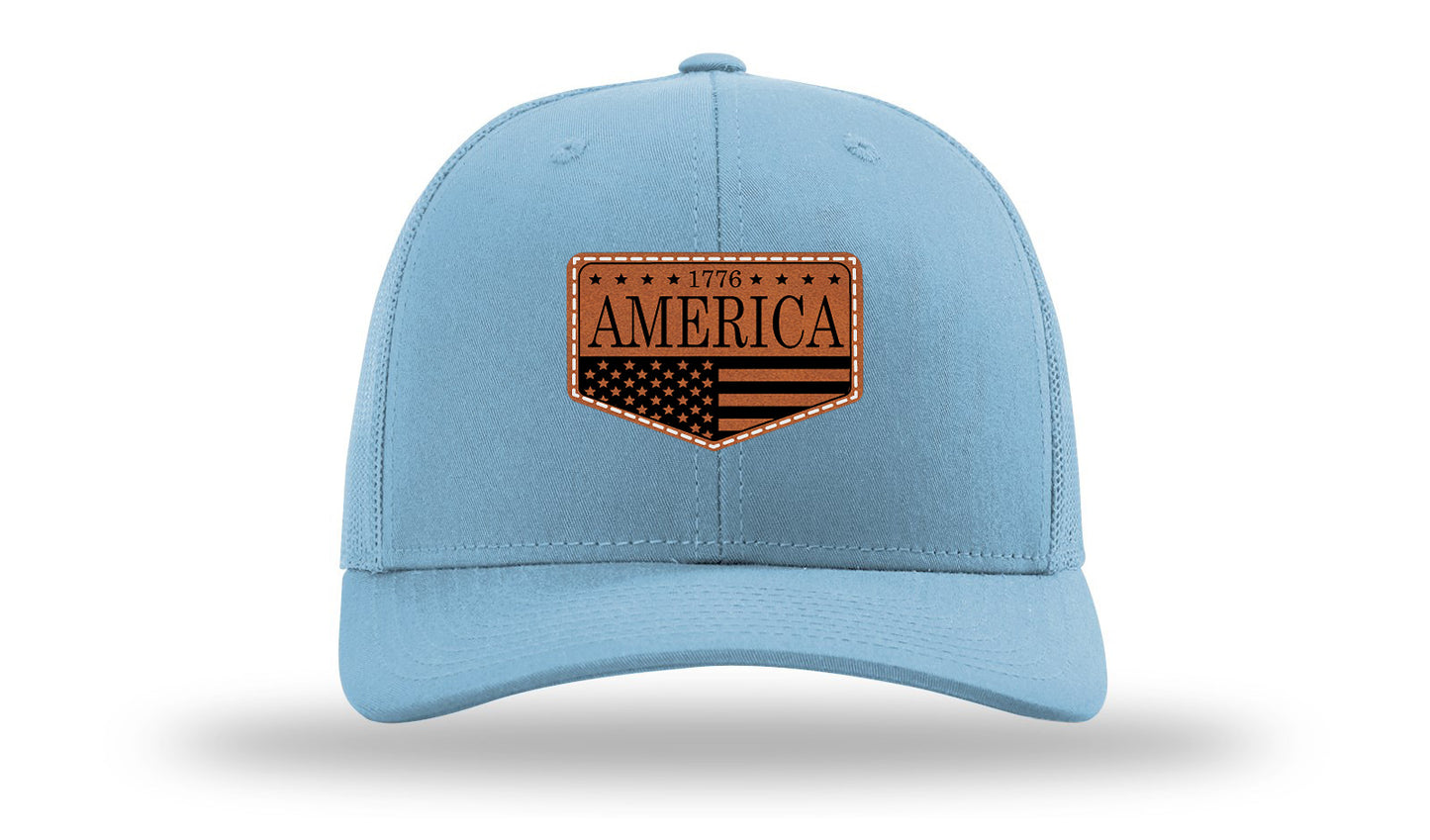 1776  America Leather Patch Richardson 112 Hat-Columbia Blue