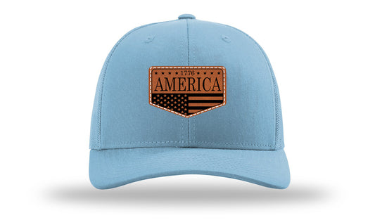 1776  America Leather Patch Richardson 112 Hat-Columbia Blue