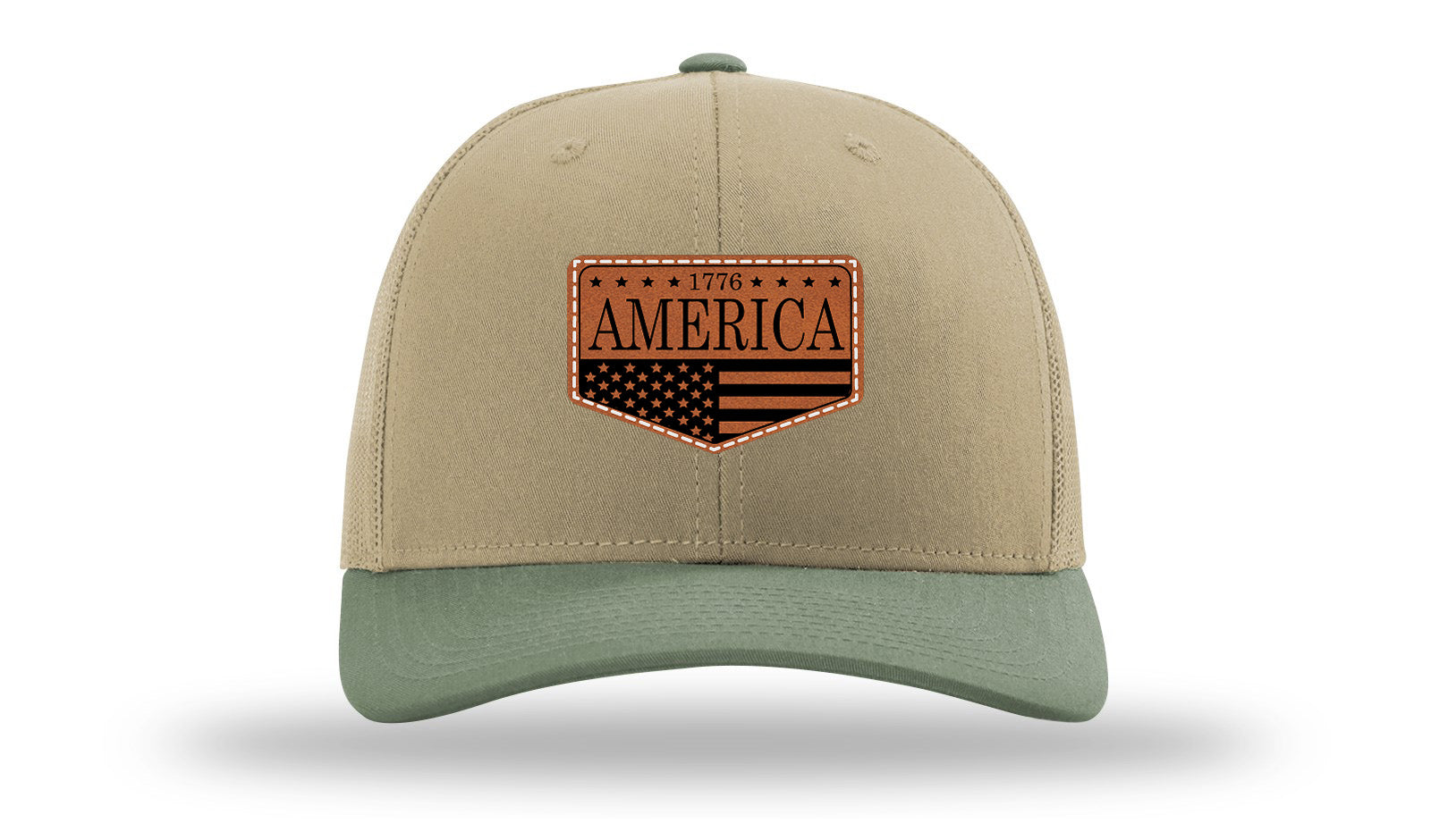 1776  America Leather Patch Richardson 112 Hat-Khaki / Loden - CMB
