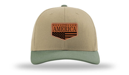 1776  America Leather Patch Richardson 112 Hat-Khaki / Loden - CMB