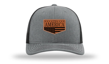 1776  America Leather Patch Richardson 112 Hat-Heather Grey / Black