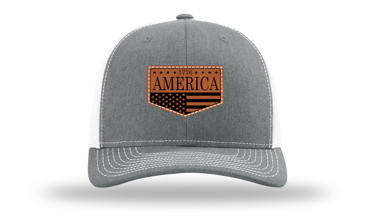 1776  America Leather Patch Richardson 112 Hat-Heather Grey / White