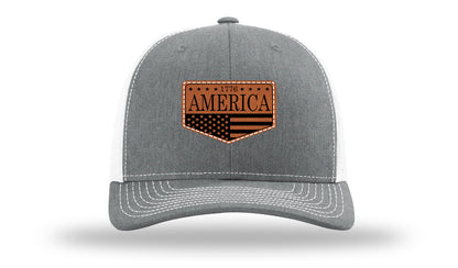 1776  America Leather Patch Richardson 112 Hat-Heather Grey / White
