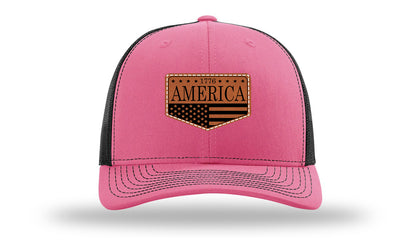 1776  America Leather Patch Richardson 112 Hat-Hot Pink / Black
