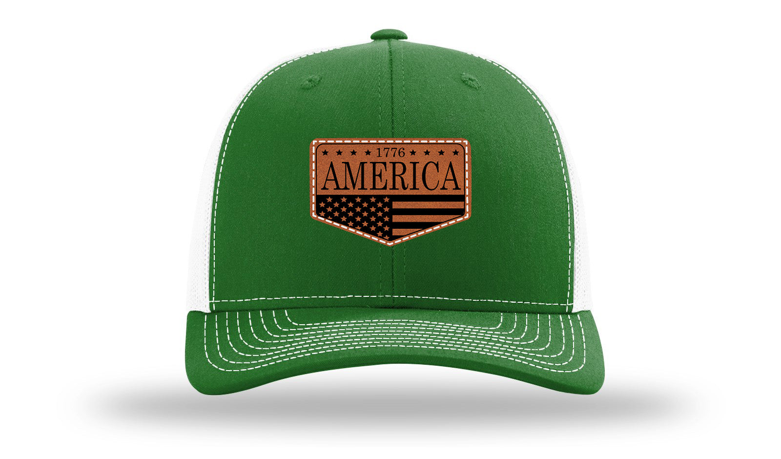 1776  America Leather Patch Richardson 112 Hat-Kelly / White