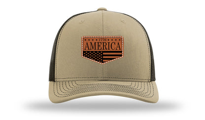 1776  America Leather Patch Richardson 112 Hat-Khaki / Coffee