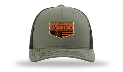 1776  America Leather Patch Richardson 112 Hat-Loden / Black