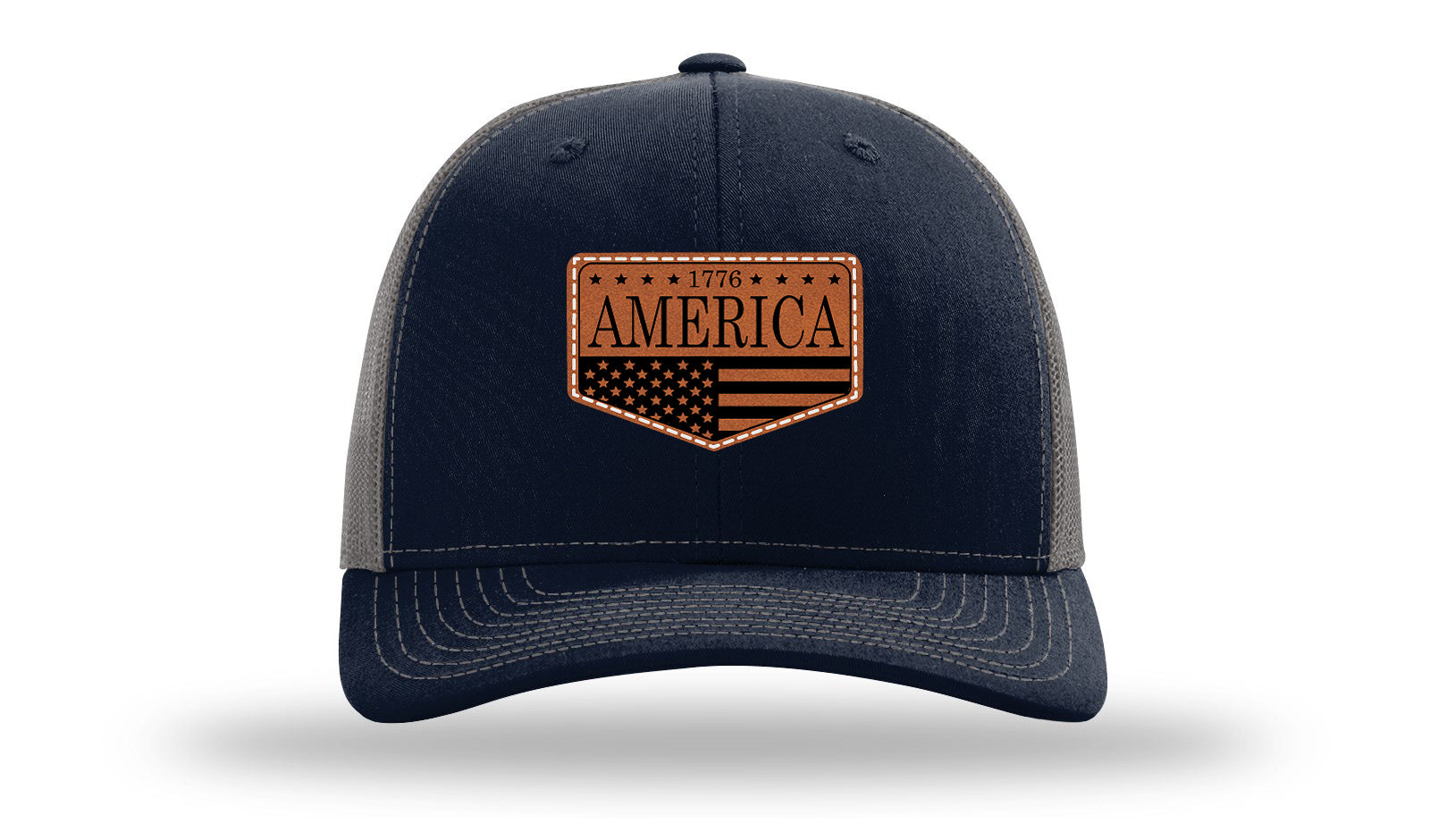 1776  America Leather Patch Richardson 112 Hat-Navy / Charcoal