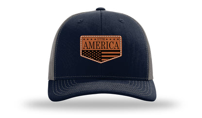 1776  America Leather Patch Richardson 112 Hat-Navy / Charcoal