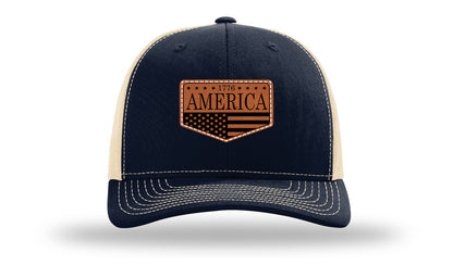 1776  America Leather Patch Richardson 112 Hat-Navy /  Khaki