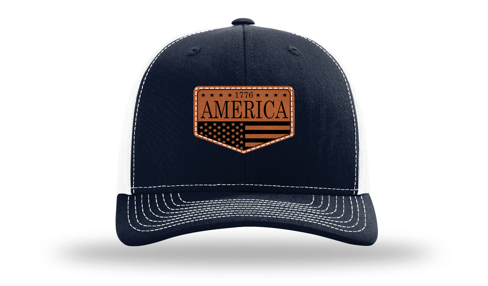 1776  America Leather Patch Richardson 112 Hat-Navy / White