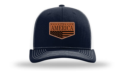 1776  America Leather Patch Richardson 112 Hat-Navy / White