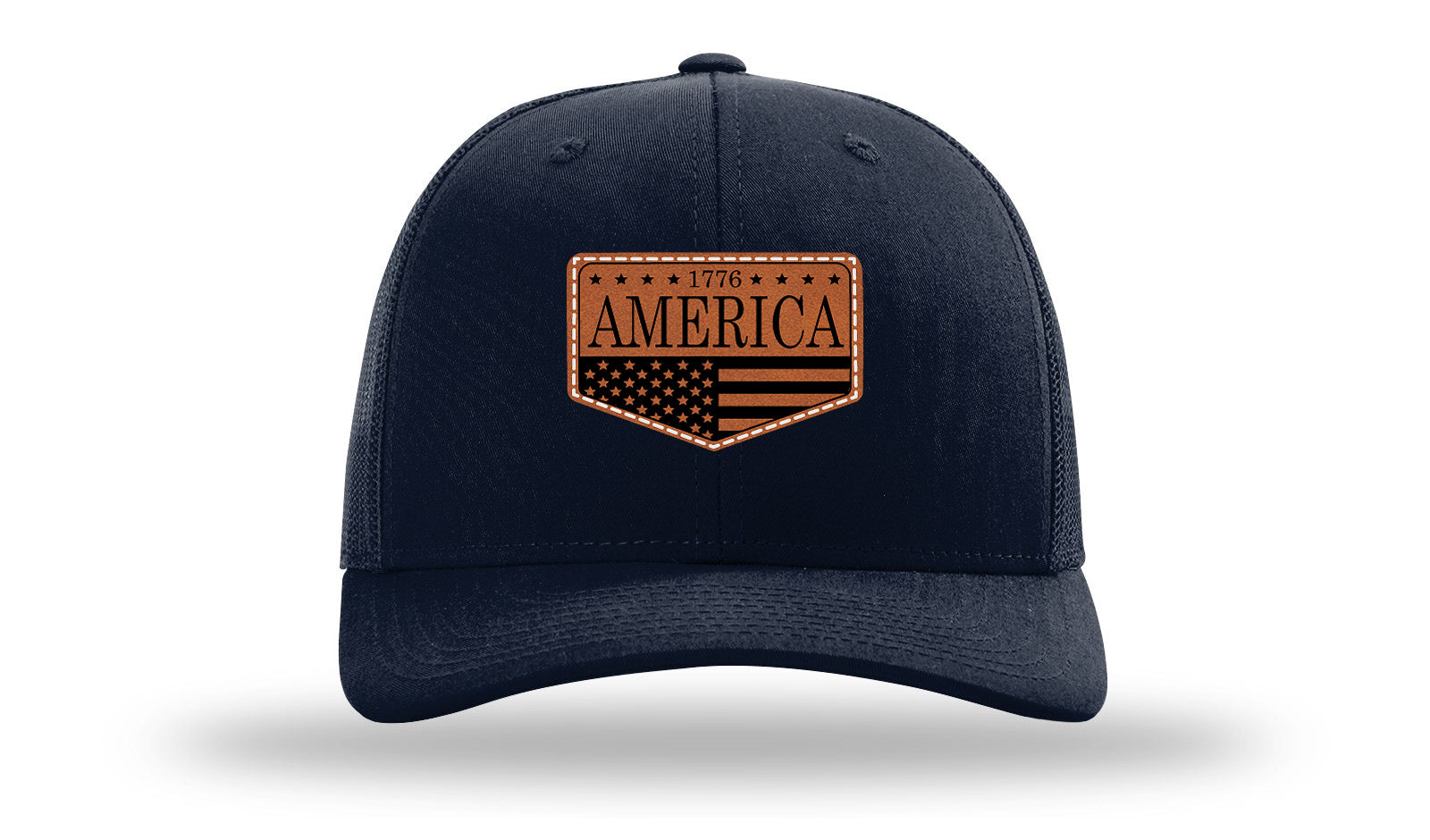 1776  America Leather Patch Richardson 112 Hat-Navy