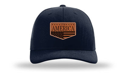 1776  America Leather Patch Richardson 112 Hat-Navy