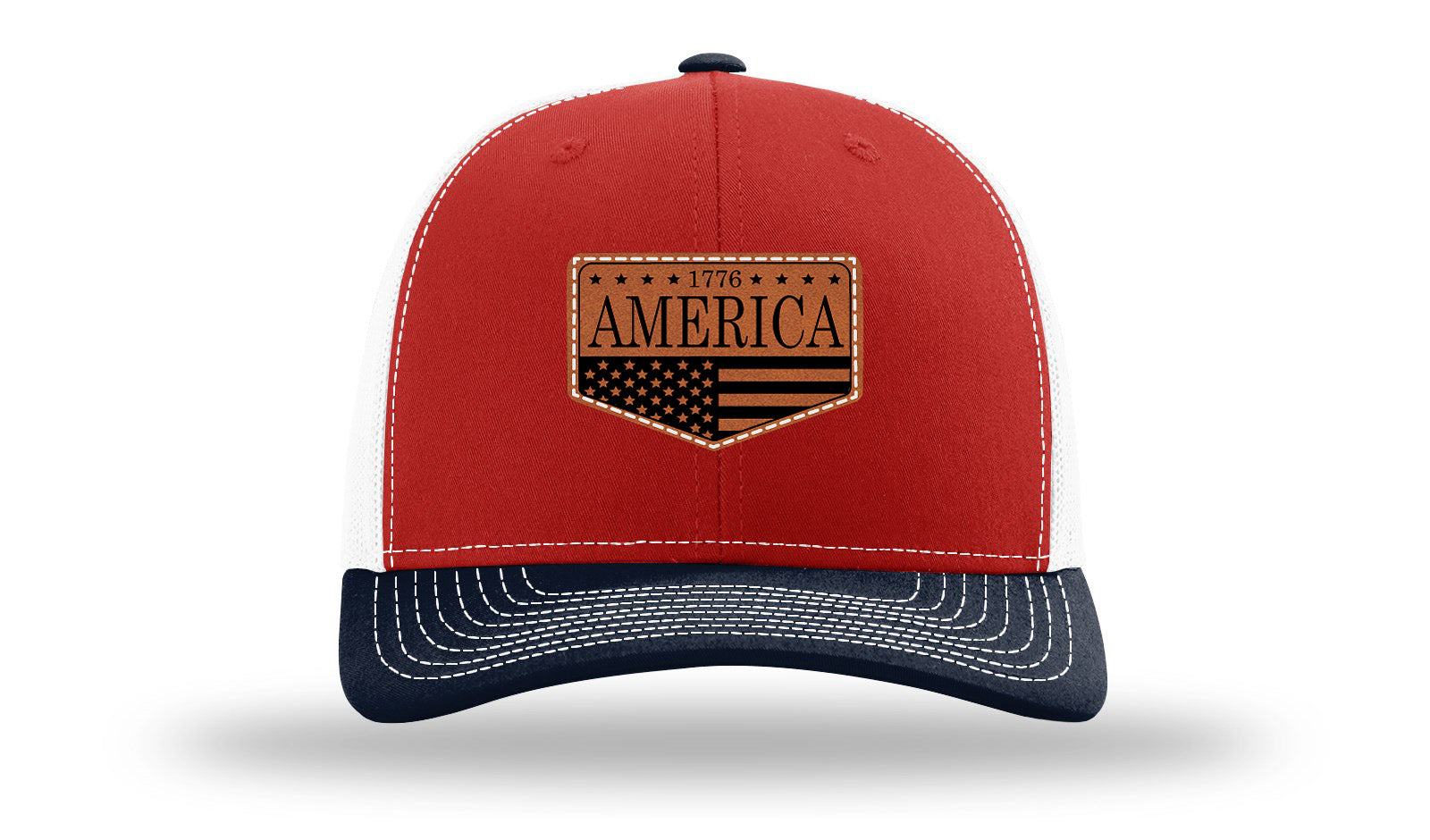 1776  America Leather Patch Richardson 112 Hat-Red / White / Navy