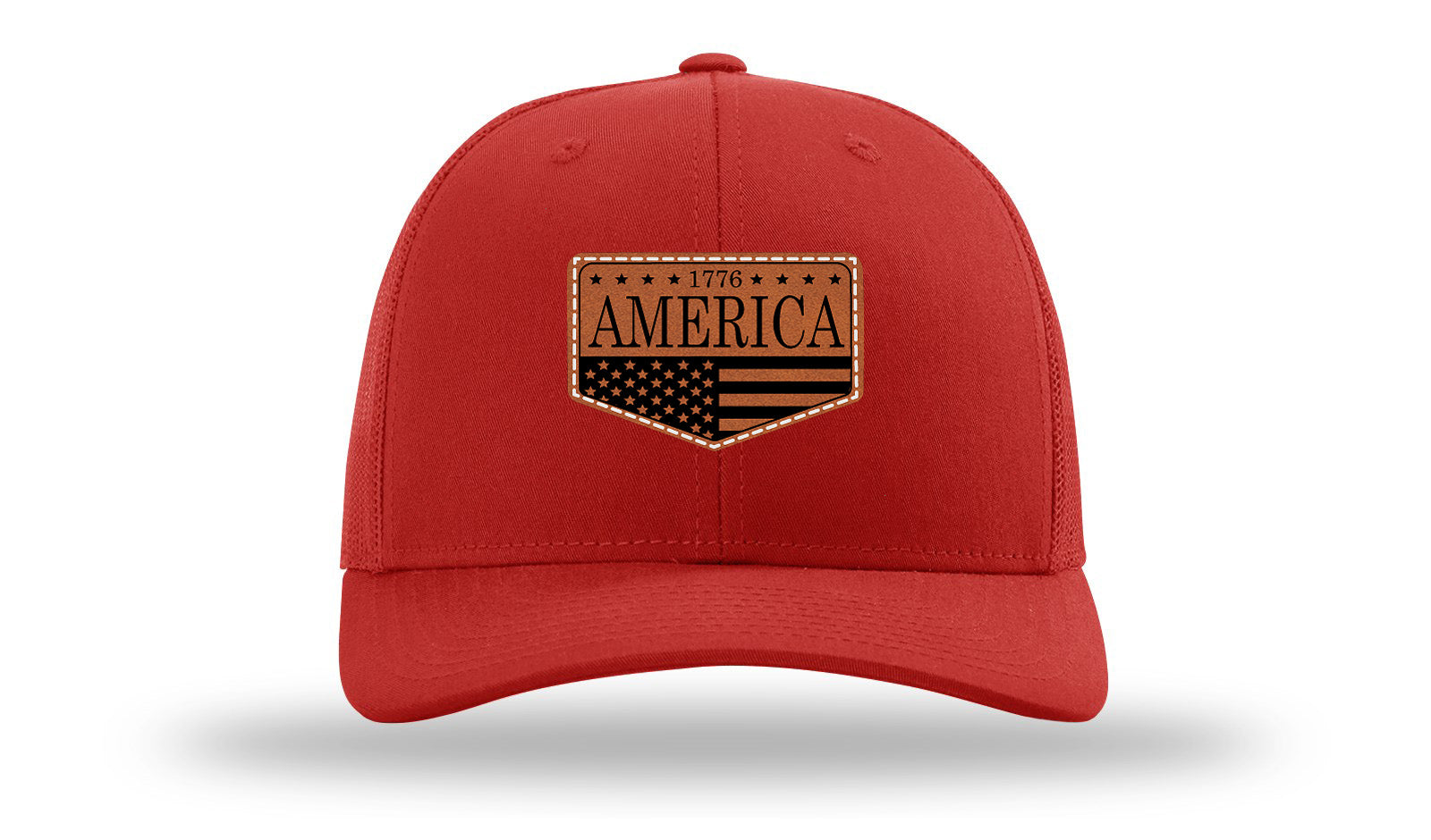 1776  America Leather Patch Richardson 112 Hat-Red
