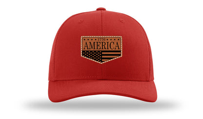 1776  America Leather Patch Richardson 112 Hat-Red