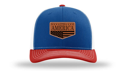 1776  America Leather Patch Richardson 112 Hat-Royal / White / Red