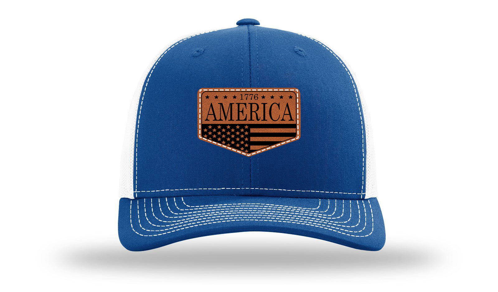 1776  America Leather Patch Richardson 112 Hat-Royal / White