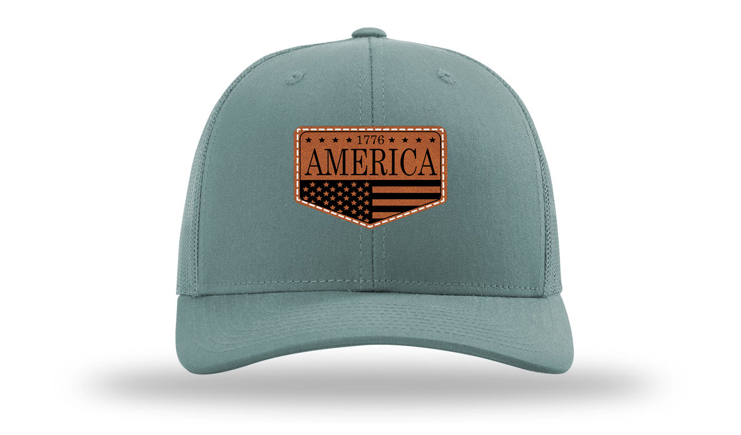 1776  America Leather Patch Richardson 112 Hat-Smoke Blue