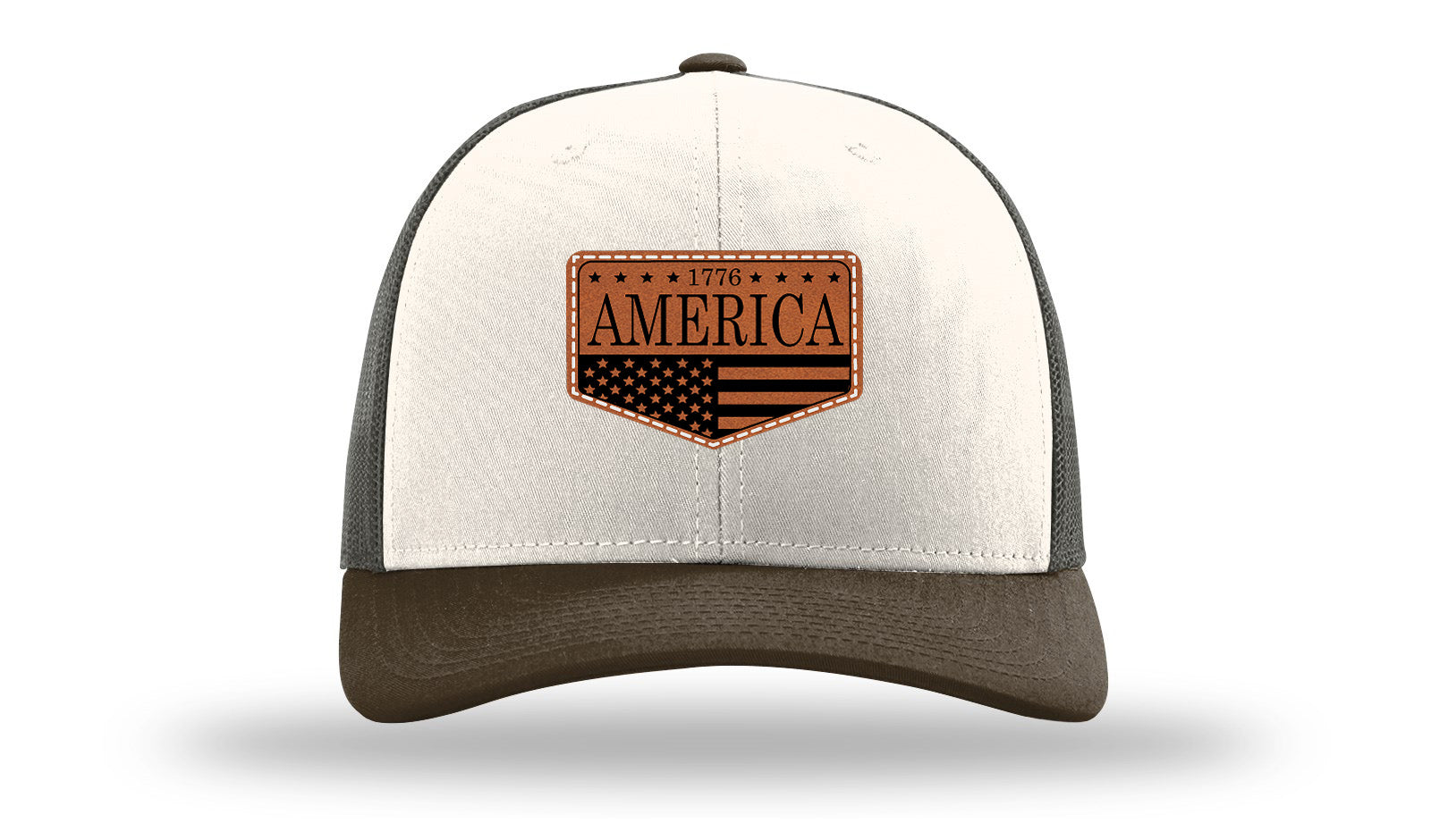 1776  America Leather Patch Richardson 112 Hat-Cream / Gray Brown / Brown
