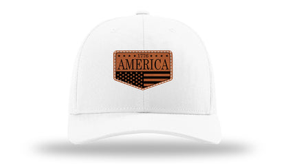 1776  America Leather Patch Richardson 112 Hat-White