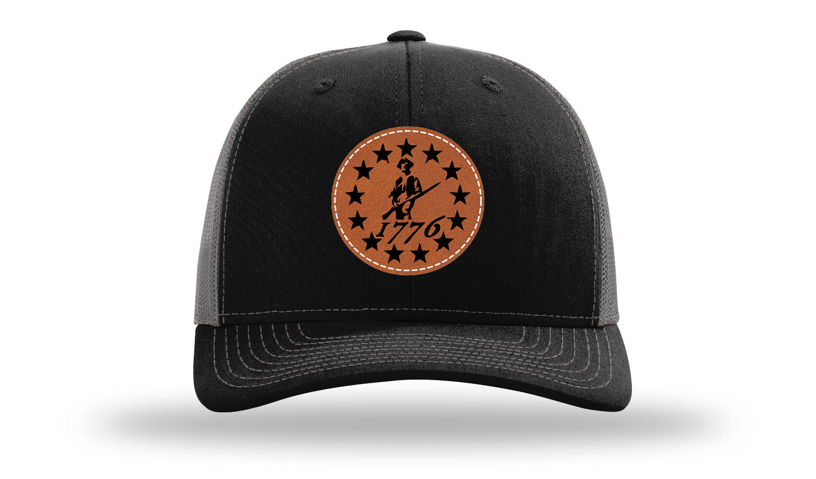 1776  Minuteman Leather Patch Richardson 112 Hat-Black / Charcoal