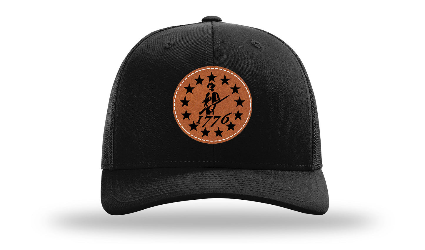 1776  Minuteman Leather Patch Richardson 112 Hat-Black
